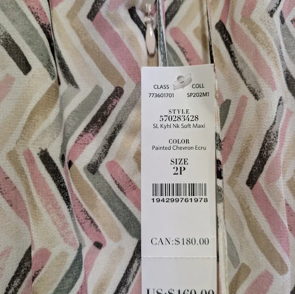 White House Black Market Chevron Maxi Dress in Pink, Blue, and White Size 2p - Picture 9 of 10